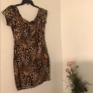 Leopard print stain mini dress. Like new. Never worn.